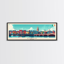 Load image into Gallery viewer, Dublin Ireland Panoramic Travel Poster, Framed Canvas Print or Metal Wall Art, Travel Art, Home Decor, Panoramic Painting, Midcentury Art
