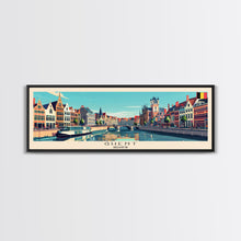 Load image into Gallery viewer, Ghent Belgium Wall Art, Panoramic Travel Poster, Panoramic Framed Canvas Print, City Wall Art, Wall Hanging Home Decor, Travel Art
