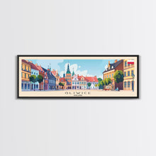 Carregar imagem no visualizador da galeria, Gliwice Poland Panoramic Travel Poster, Framed Canvas Print or Metal Wall Art, Travel Art, Home Decor, Panoramic Painting, Midcentury Art
