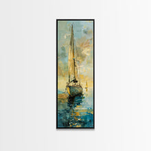 Load image into Gallery viewer, Framed Sailboat Canvas Art Print Framed, Sailboat Painting, Nautical Wall Art for Beach House, Large Wall Art Print for Him, Coastal Art
