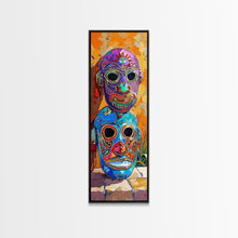 Load image into Gallery viewer, Colorful Tribal Art Painting Framed on Canvas, Spanish Style Canvas Painting, Vertical Framed Art for Living Room, Modern Canvas Art
