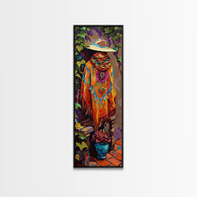 Carregar imagem no visualizador da galeria, Abstract Southwest Mexican Inspired Framed Oversized Vertical Art Print, Jalisco Style Canvas Painting Framed, Colorful Rustic Spanish Art

