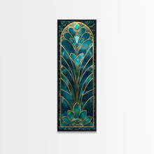 Carregar imagem no visualizador da galeria, Art Deco Stained Glass Print, Framed Canvas, Wood Frame Wall Art, Retro Style Decor, Roaring 20s Inspired Wall Art
