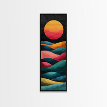 Carregar imagem no visualizador da galeria, Abstract Sunset Over Hills Midcentury Modern Art - Framed Canvas Print, Boho Art, Skinny Art, Living Room Art, Bedroom Decor, Minimalist Landscape
