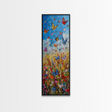 Carregar imagem no visualizador da galeria, Butterflies In The Spring Framed Canvas Print, Wood Framed Art, Living Room Decor, Girl&#39;s Room Gift Idea, Nursery Decor, Minimalist Whimsical Decor
