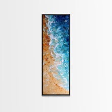 Carregar imagem no visualizador da galeria, Abstract Coastal Waves And Sandy Beach, Rustic Farmhouse Art With Boho Elements, Tall Canvas Print For Modern Wall Decor
