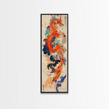 Load image into Gallery viewer, Majestic Red Dragon Soars Skinny Art Tall Art Japanese Ukiyo-e Inspired Mythical Creature Framed Canvas Print
