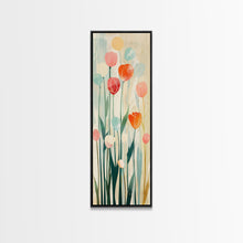 Carregar imagem no visualizador da galeria, Abstract Tulips, Pastel Colors, Japanese Art, Skinny Art, Tall Art, Framed Canvas Print, Ukiyo-e Style
