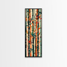 Cargar imagen en el visor de la galería, Colorful Bamboo Forest Skinny Art Ukiyo-e Tall Framed Canvas Print in Bright Autumn Hues
