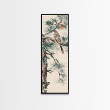 Carregar imagem no visualizador da galeria, Canvas Print Sparrow Perched On Pine Tree Branch, Subtle And Serene Japanese Nature Scene For Tranquil Home Decor, Wall Decoration
