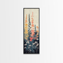 Carregar imagem no visualizador da galeria, Framed Canvas Print Of Elegant Wildflowers Set Against A Soft Background, Skinny Art, Tall Art, Japanese Style Art, Ukiyo-e Art, Wood Block Print
