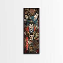 Carregar imagem no visualizador da galeria, Fierce Samurai Warriors With Oni Mask Tall Art Ukiyo-e Art Wood Block Print Framed Canvas Print
