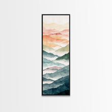 Load image into Gallery viewer, Rolling Hills And Layered Mountains In Soft Pastel Hues Ukiyo-e Wood Block Print Skinny Art Framed Canvas Print
