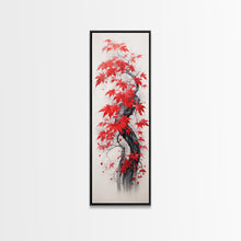 Carregar imagem no visualizador da galeria, Autumn Leaves On A Twisted Trunk, Tall Skinny Canvas Print, Perfect For Feng Shui Spaces, Japanese Style Wall Art
