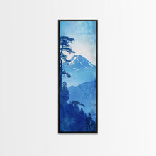 Load image into Gallery viewer, Skinny Art Tall Art Framed Canvas Print Japanese Style Art Blue Mount Fuji Forest Wood Block Print Ukiyo-e Feng Shui Wall Art
