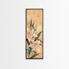 Load image into Gallery viewer, Delicate Lily Flowers Blooming In Japanese Style Ukiyo-e Art Framed Canvas Print Skinny Art Tall Art
