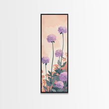 Carregar imagem no visualizador da galeria, Beautiful Purple Flowers Standing Tall In Japanese Style Ukiyo-e Art Framed Canvas Print Skinny Art Tall Art
