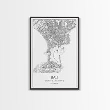 Carregar imagem no visualizador da galeria, Bali Street Map, Indonesia Map, Asian City Wall Art, Travel Gift, Living Room Art, Minimalist Art, Wall Art, Canvas Print, Canvas Wall Art

