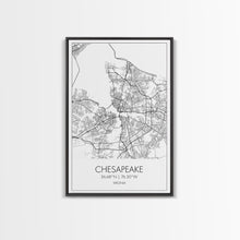 Cargar imagen en el visor de la galería, Chesapeake Street Map, Virginia Map, City Map Art, Modern Art, Wall Art, Canvas Print, Canvas Wall Art, Travel Art, Above Bed Décor
