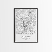 Cargar imagen en el visor de la galería, Cincinnati Street Map, Ohio Map, City Map Art, Minimalist Art, Wall Art, Canvas Print, Canvas Wall Art, Travel Wall Décor, Gift For Her
