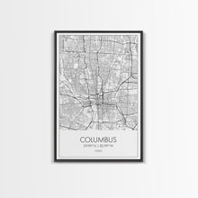 Cargar imagen en el visor de la galería, Columbus Street Map, Ohio Map, City Map Art, Minimalist Art, Wall Art, Canvas Print, Canvas Wall Art, Travel Decor, Office Wall Art
