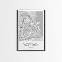 Load image into Gallery viewer, Copenhagen Street Map, Denmark Map, Europe City Map Art, Minimalist Art, Wall Art, Canvas Print, Travel Wall Art, Pilots Gift. Home Décor
