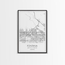 Carregar imagem no visualizador da galeria, Fontana Street Map, California Map, City Map Art, Minimalist Art, Wall Art, Canvas Print, Unique Wall Art, Travel Décor, Travel Gift For Men
