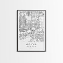 Load image into Gallery viewer, Glendale Street Map, Arizona Map, City Map Art, Minimalist Art, Wall Art, Canvas Print, Black And White Map, Above Bed Art, Wanderlust Gift
