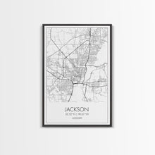 Load image into Gallery viewer, Jackson Street Map, Mississippi Map, City Map Art, Minimalist Art, Wall Art, Canvas Print, Travel Print, Farmhouse Bedroom, Wedding Gift
