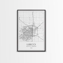 Load image into Gallery viewer, Lubbock Street Map, Texas Map, City Map Art, Modern Art, Wall Art, Canvas Print, Travel Print, Farmhouse Wall Décor, Boyfriend Gift
