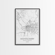 Load image into Gallery viewer, Montgomery Street Map, Alabama Map, City Map Art, Modern Art, Wall Art, Canvas Print, Bedroom Print, Family Gift, Travel Wall Décor
