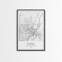 Load image into Gallery viewer, Toledo Street Map, Ohio Map, City Map Print, Modern Wall Art, Wall Art, Canvas Print, Friendship Gift, Wall Decoration, Travel Wall Art
