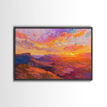 Carregar imagem no visualizador da galeria, Arizona Desert Sunset Art Print - Framed Canvas Metal or Oil Painting - Southwestern Decor
