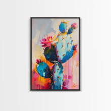 Cargar imagen en el visor de la galería, Flowering Cactus Framed Canvas Print - Desert Plant Wall Art, Living Room Decor, Modern Artwork, Unique Succulent Art for Bedroom and Office
