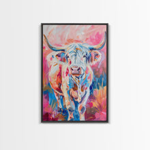 Load image into Gallery viewer, Colorful Highland Cow Art - Rustic Farmhouse Wall Decor, Vibrant Animal Painting, Living Room Art, Highland Cow Canvas Print
