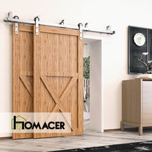 Load image into Gallery viewer, Double Track U-Shape Bypass Sliding Barn Door Hardware Kit - Straight Design Roller
