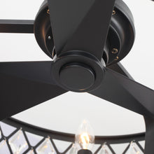 Cargar imagen en el visor de la galería, 20&quot; Delvalle Modern Downrod Mount Reversible Crystal Fandelier Ceiling Fan with Lighting and Remote Control
