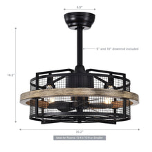 Cargar imagen en el visor de la galería, 20&quot; Industrial Downrod Mount Fandelier Ceiling Fan with Lighting and Remote Control
