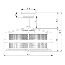 Cargar imagen en el visor de la galería, 20&quot; Industrial Downrod Mount Fandelier Ceiling Fan with Lighting and Remote Control
