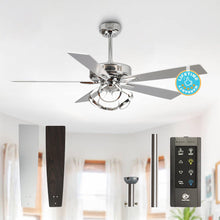 Carregar imagem no visualizador da galeria, 52&quot; Zelda Modern DC Motor Downrod Mount Reversible Ceiling Fan with Lighting and Remote Control
