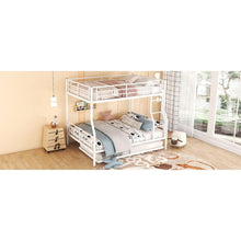 Load image into Gallery viewer, Full XL Over Queen Metal Bunk Bed with Trundle, White
