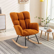 Load image into Gallery viewer, 050-Teddy Fabric Rocking Gilder Nursery Chair For Living Room Indoor,Caramel
