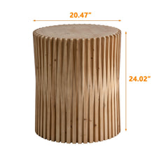 Carregar imagem no visualizador da galeria, Retro Fashion Style Cylindrical MDF Coffee Table with Vertical Texture Relief Design, Suitable for Living Room, Office and Dining Room
