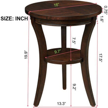 Carregar imagem no visualizador da galeria, 16&quot; Wood Round End Table, Side Table w/Open Shelf, Small Sofa Side Table for Small Space, Multipurpose Accent Table for Bedroom Living Room Home Nightstand (Espresso)
