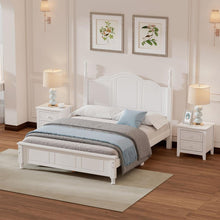 Cargar imagen en el visor de la galería, 3-Pieces Bedroom Sets,Full Size Wood Platform Bed and Two Nightstands-White
