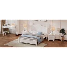 Cargar imagen en el visor de la galería, 3-Pieces Bedroom Sets,Full Size Wood Platform Bed and Two Nightstands-White
