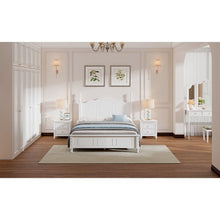 Cargar imagen en el visor de la galería, 3-Pieces Bedroom Sets,Full Size Wood Platform Bed and Two Nightstands-White
