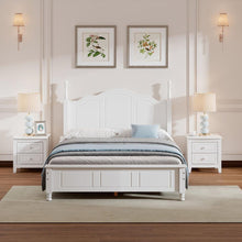 Cargar imagen en el visor de la galería, 3-Pieces Bedroom Sets,Full Size Wood Platform Bed and Two Nightstands-White
