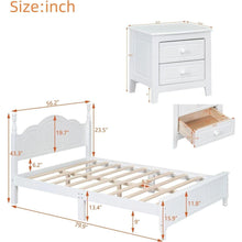 Cargar imagen en el visor de la galería, 3-Pieces Bedroom Sets,Full Size Wood Platform Bed and Two Nightstands-White
