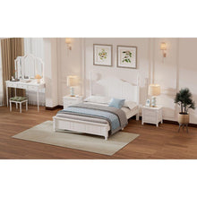 Cargar imagen en el visor de la galería, 3-Pieces Bedroom Sets,Full Size Wood Platform Bed and Two Nightstands-White
